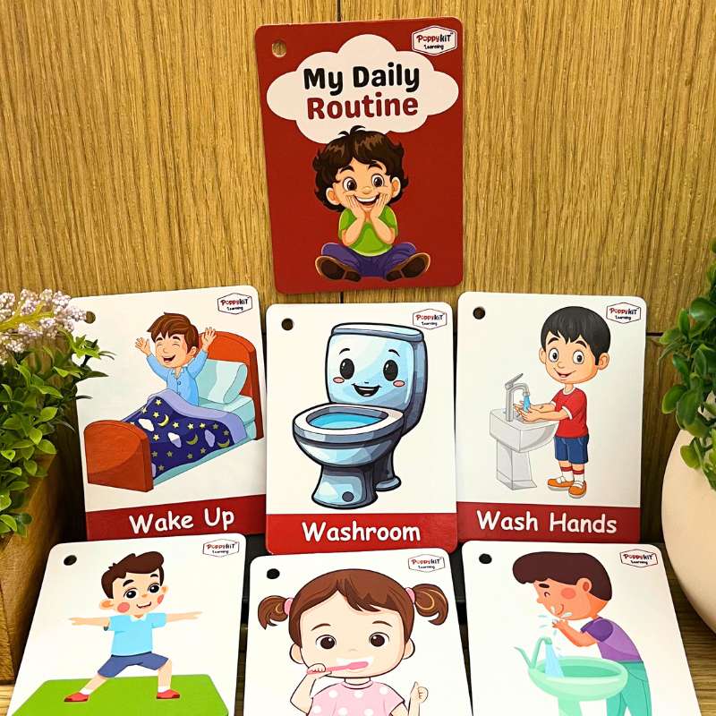 Communication Cards - Set of 100 Cards (Laminated) on Daily Routine, Communication, Emotions, Places, Characters, Outdoor Safety