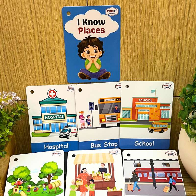 Communication Cards - Set of 100 Cards (Laminated) on Daily Routine, Communication, Emotions, Places, Characters, Outdoor Safety