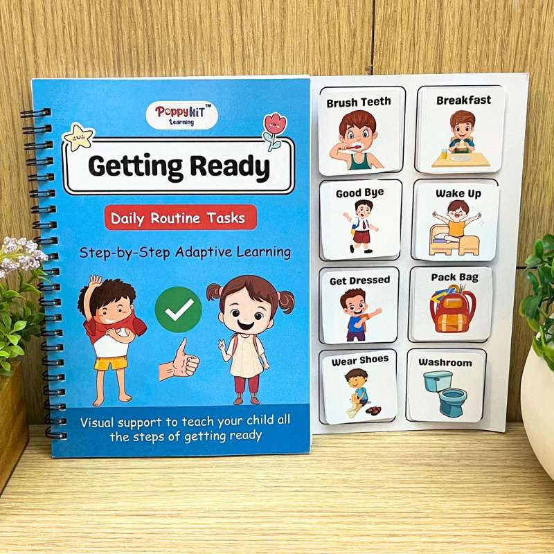 Daily Routine Kit - Set of 6 Daily Routine Tasks Books (Laminated) + 3 Daily Routine Planner Boards (Morning, Afternoon, Evening)