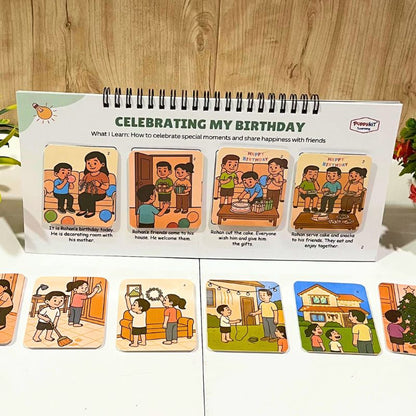 Events & Activities - Set of 3 Sequencing Story Books (Laminated) with Cards - 3 Steps, 4 Steps, 5 Steps Books