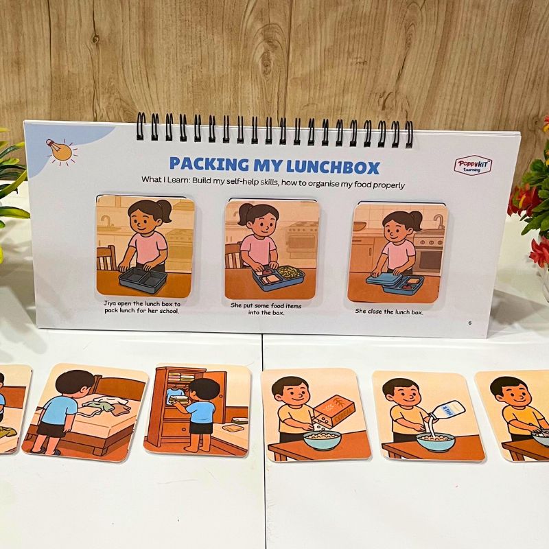 Household - Set of 3 Sequencing Story Books (Laminated) with Cards - 3 Steps, 4 Steps, 5 Steps Books