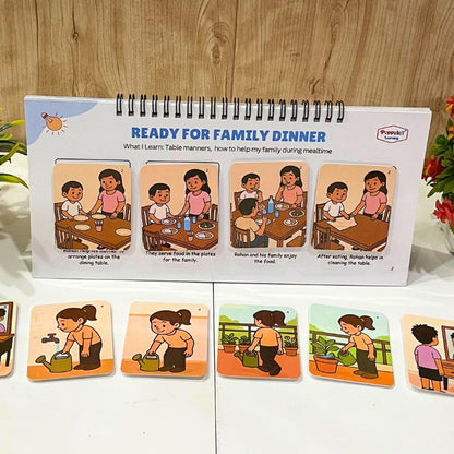 Household - Set of 3 Sequencing Story Books (Laminated) with Cards - 3 Steps, 4 Steps, 5 Steps Books