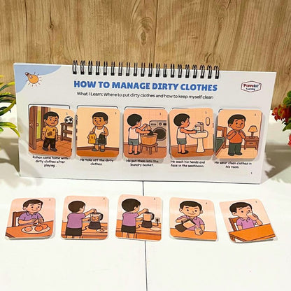 Household - Set of 3 Sequencing Story Books (Laminated) with Cards - 3 Steps, 4 Steps, 5 Steps Books