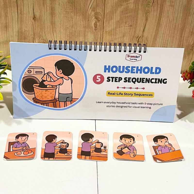 Set of 9 Sequencing Story Books Combo (Laminated) with Cards | Outdoor + Household + Events & Activities