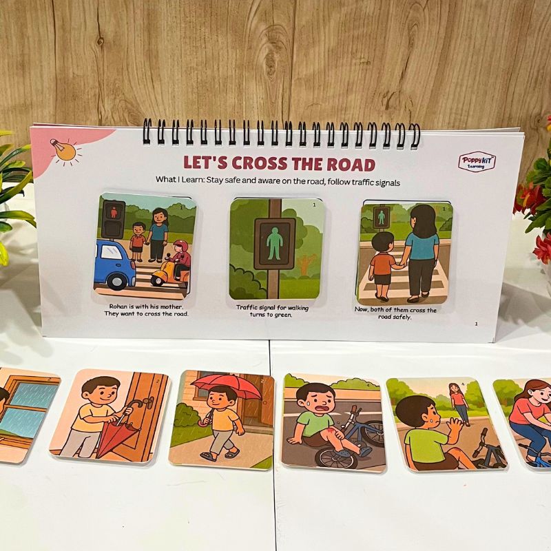 Outdoor - Set of 3 Sequencing Story Books (Laminated) with Cards - 3 Steps, 4 Steps, 5 Steps Books