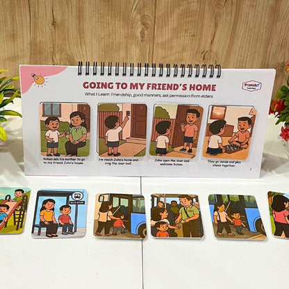 Outdoor - Set of 3 Sequencing Story Books (Laminated) with Cards - 3 Steps, 4 Steps, 5 Steps Books