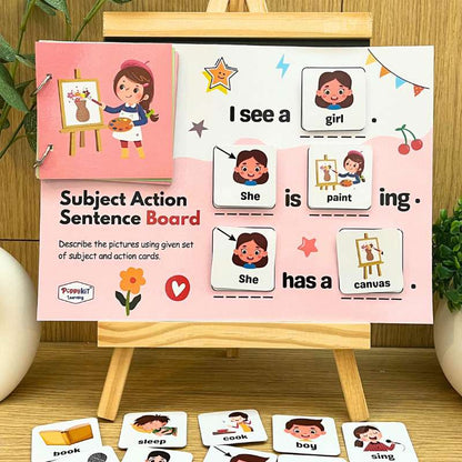 Sentence Building Boards - Set of 6 Laminated Boards for Speech and Language Development