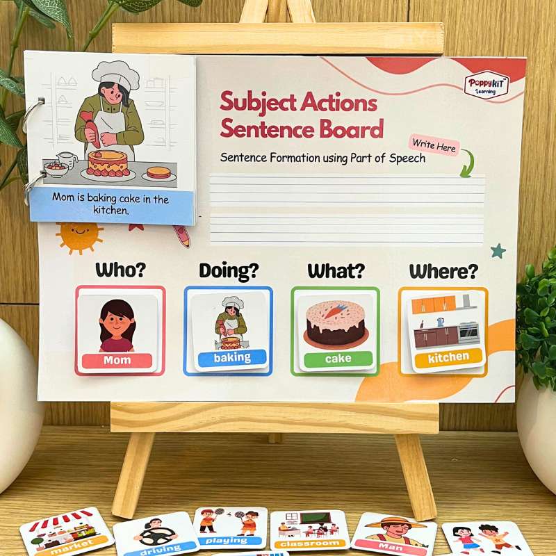 Sentence Building Boards - Set of 6 Laminated Boards for Speech and Language Development