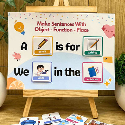 Sentence Building Boards - Set of 6 Laminated Boards for Speech and Language Development