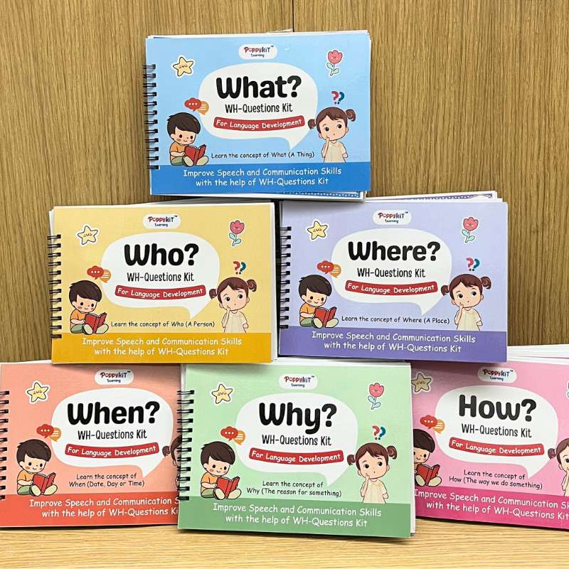 WH Questions Kit - Set of 6 WH Concepts Books (Laminated) for Speech & Language Development