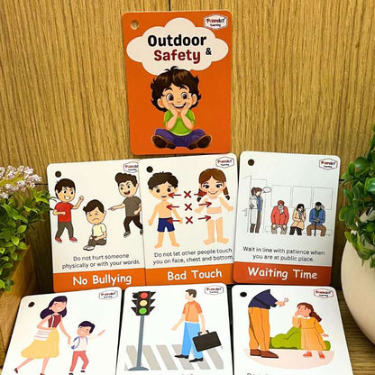 Communication Cards - Set of 100 Cards (Laminated) on Daily Routine, Communication, Emotions, Places, Characters, Outdoor Safety