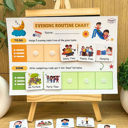 Daily Routine Kit - Set of 6 Daily Routine Tasks Books (Laminated) + 3 Daily Routine Planner Boards (Morning, Afternoon, Evening)